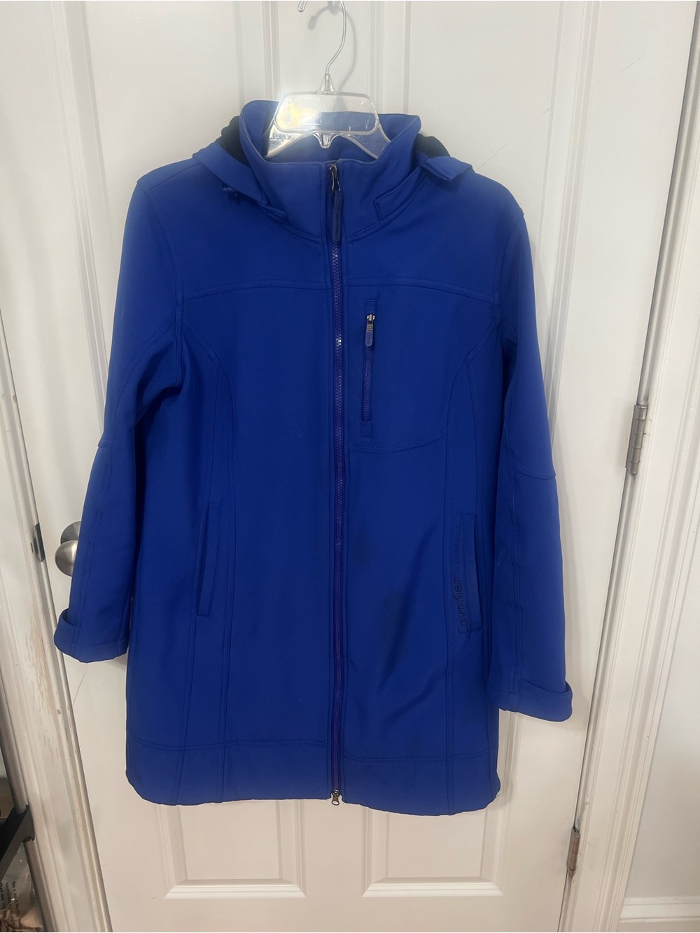 Calvin Klein Royal Blue Trench Coat with Hood
